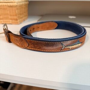 Zep-Pro Marlin Embroidered Leather and Nylon Belt